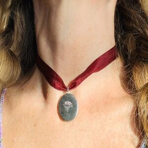 Real RUBIES 😍 Prettiest Vintage LARGE Stamped Etched STERLING Locket w/2 Rubies